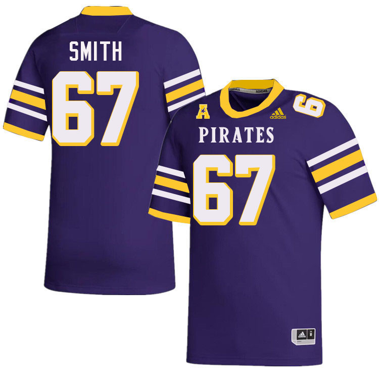 D'Ante Smith ECU Jersey,East Carolina Pirates #67 D'Ante Smith Jersey Youth College-Purple 2024